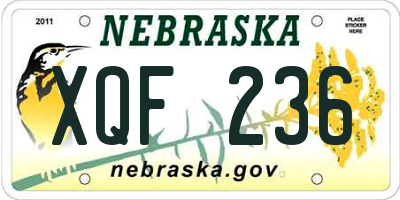 NE license plate XQF236