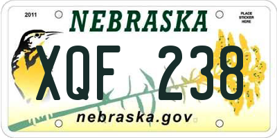 NE license plate XQF238