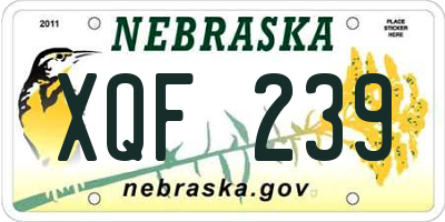 NE license plate XQF239
