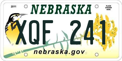 NE license plate XQF241