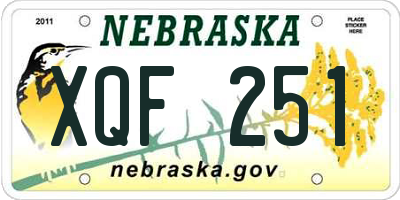NE license plate XQF251