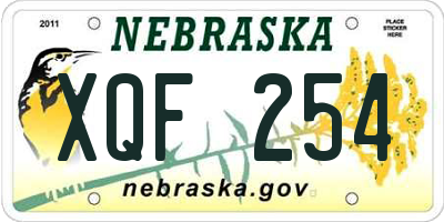 NE license plate XQF254