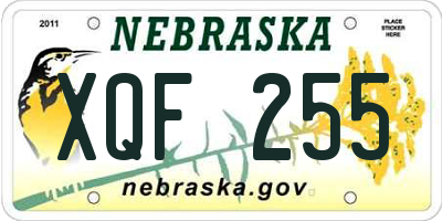 NE license plate XQF255