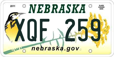 NE license plate XQF259