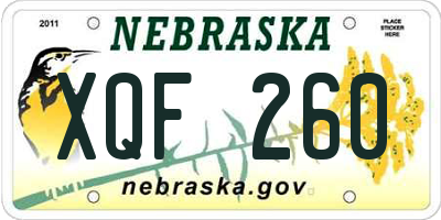 NE license plate XQF260
