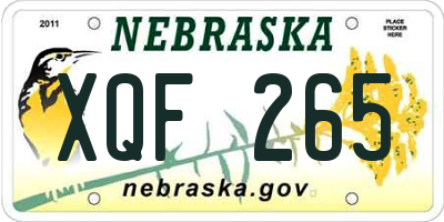 NE license plate XQF265