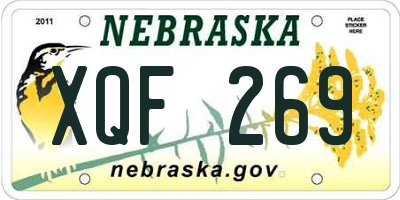 NE license plate XQF269