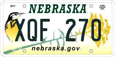 NE license plate XQF270