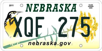 NE license plate XQF275