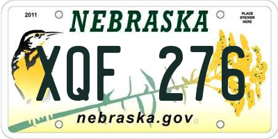 NE license plate XQF276