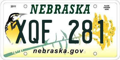 NE license plate XQF281