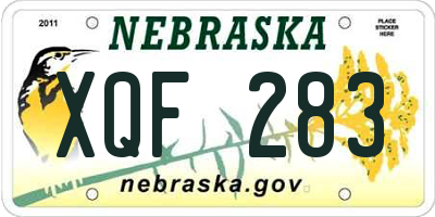 NE license plate XQF283