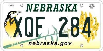 NE license plate XQF284