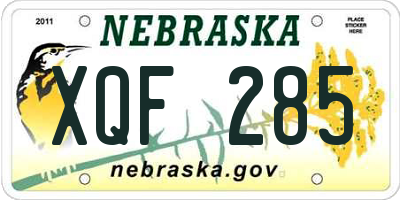 NE license plate XQF285