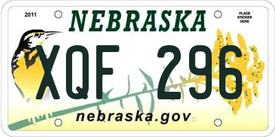 NE license plate XQF296