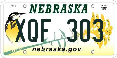 NE license plate XQF303