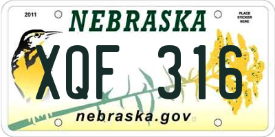 NE license plate XQF316