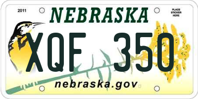 NE license plate XQF350