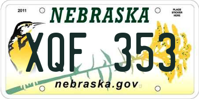 NE license plate XQF353