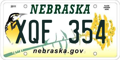 NE license plate XQF354
