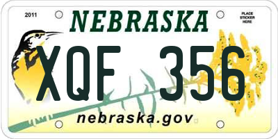 NE license plate XQF356