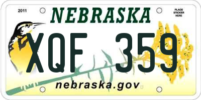 NE license plate XQF359