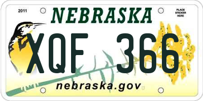 NE license plate XQF366