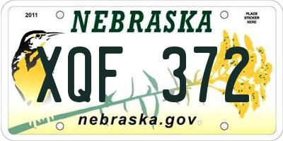 NE license plate XQF372