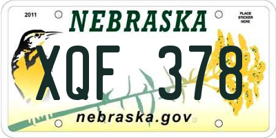 NE license plate XQF378