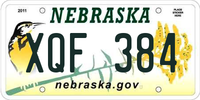 NE license plate XQF384