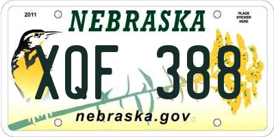 NE license plate XQF388