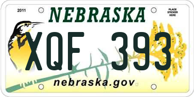NE license plate XQF393