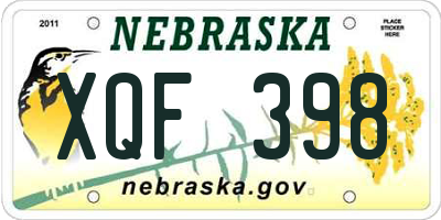 NE license plate XQF398