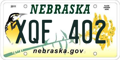 NE license plate XQF402