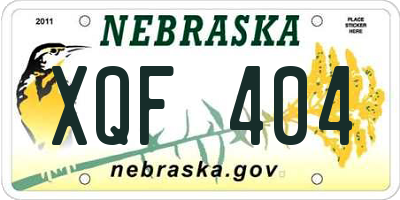 NE license plate XQF404