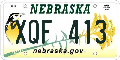 NE license plate XQF413