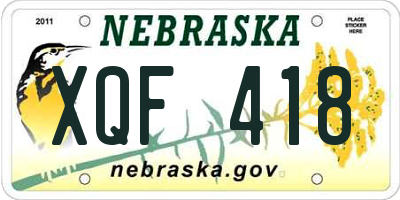 NE license plate XQF418