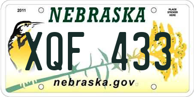 NE license plate XQF433