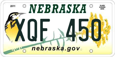NE license plate XQF450