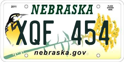 NE license plate XQF454