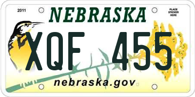 NE license plate XQF455
