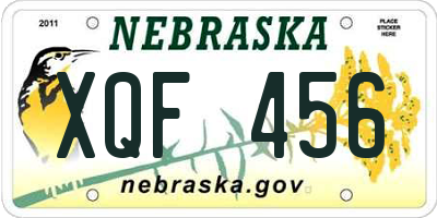 NE license plate XQF456