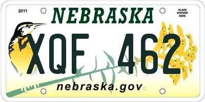 NE license plate XQF462