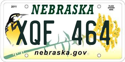 NE license plate XQF464