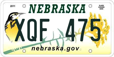 NE license plate XQF475