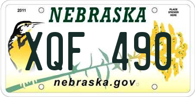 NE license plate XQF490