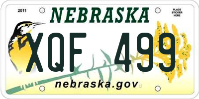 NE license plate XQF499
