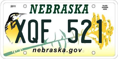 NE license plate XQF521