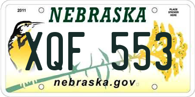NE license plate XQF553