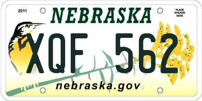 NE license plate XQF562